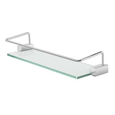 Imagem de Porta Shampoo Suporte Proteção Base Quadrada Modelo Troia Metal Prata 