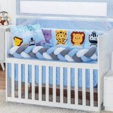 Imagem de Kit Berço Trança Completo Chuva de Amor Arco Iris Nuvem Coração 10 peç