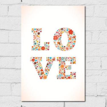 Imagem de Placa Decorativa MDF para Quarto Amor Love Flores 20x30cm - Quartinhos