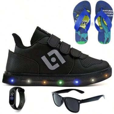 Imagem de Tenis Infantil De Led Casual Escolar Sapatenis Meninos Street Calce Fa