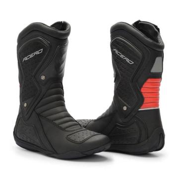 Imagem de Bota Motociclista Masculina Couro Acero Speed Cano Alto, Vermelho, 35