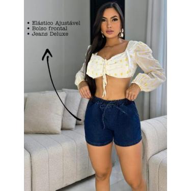 Imagem de Short Feminino Jeans Elastico Blogueira Cintura Alta - Isana Jeans, Es