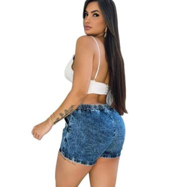 Imagem de Short Feminino Jeans Elastico Blogueira Cintura Alta - Isana Jeans, Ma
