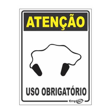 Imagem de Placa - Uso Obrigatorio Protetor Auricular / Em Ps E.P.I. 20 X 15Cm Emplac Br