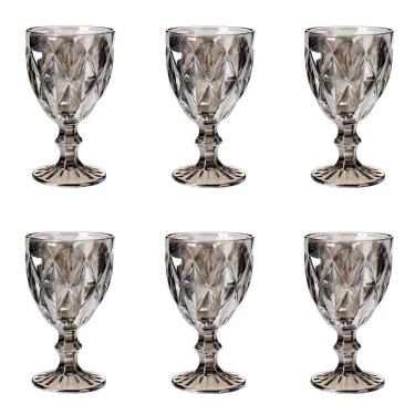 Imagem de Conjunto de Taças de Vidro para Água 6 Peças 325 ml Diamonds Cinza Metalizado Lyor