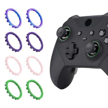 Imagem de eXtremeRate Kit de anéis de destaque para controle Xbox Elite Series 2 e V1, capa ASR compatível com controle Xbox Series X|S - roxo camaleão/verde/rosa