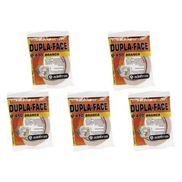 Imagem de Kit C/5 - Fita Branca Papel Dupla-Face Adelbras 12Mmx30Mt