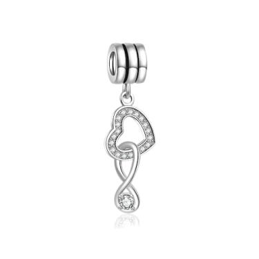 Imagem de MiiFort Pingente de coração infinito amor compatível com pulseiras Pandora Charms, One Size, Cobre, Sem Pedra Preciosa