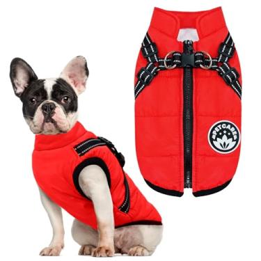 Imagem de PETCARE Casaco de inverno para cães com arnês embutido à prova d'água, colete de lã quente para cachorro à prova de vento, jaqueta de neve refletiva para cachorros, pequenos, médios e grandes, gatos