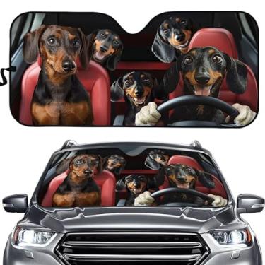 Imagem de TOADDMOS Dachshund Driver Car Para-brisa Para-brisa Viseira de Carro Bloqueador Universal Protetor de Tela Protetor de Viseira Engraçado Protetor de Viseira Sombra Refletor de Raios UV, Fácil de Usar