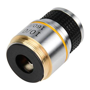 Imagem de Lente Objetiva Acromática 10X, Revestimento de Liga de Alumínio, Lente Objetiva Acromática 10X para Microscópio Biológico Com Comprimento de Tubo de 160 Mm