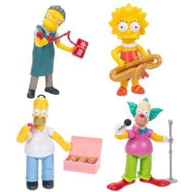 Imagem de Disney Os Simpsons Pacote com 4 bonecos colecionáveis de 12 cm da Onda 2 do Pacífico - Lisa, Krusty, Moe e Homer