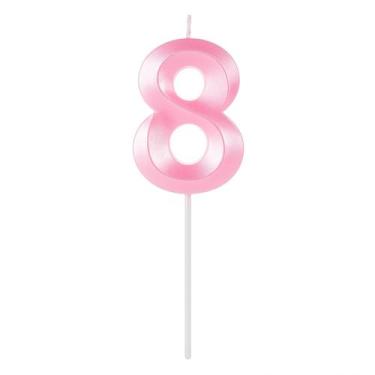 Imagem de Vela Aniversário Design Rosa Pérola Número 8 - 01 unid - Silverfestas