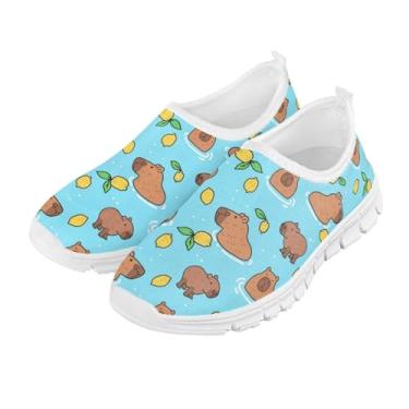 Imagem de GOSTONG Tênis infantil para meninos e meninas, mocassins macios, leves, antiderrapantes, casuais, esportivos, corridas, tamanho 11-15, Capivara, 15 Little Kid