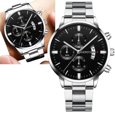 Imagem de Relógio Masculino Geneva Black Motion Aço Prateado