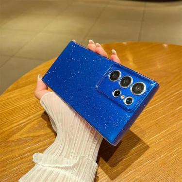 Imagem de Capa de silicone com glitter fluorescente para Samsung Galaxy S24 S23 Plus S23 Ultra à prova de choque e proteção total, capa macia, azul, para S23