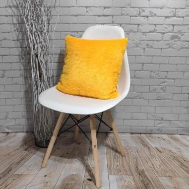 Imagem de Almofada de Pelo Pelúcia Pelo Curto Luxo Amarelo - Novadecora