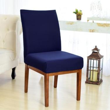 Imagem de Kit 4 Capas para Cadeira Sala De Jantar Azul Marinho - Charme do Detal