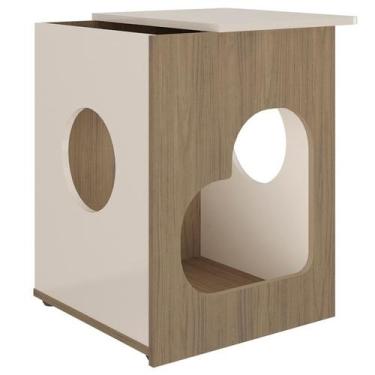 Imagem de Mesa de Apoio Casinha Pet 52 cm 4574 Carvalho Off White ARLY - Milani 