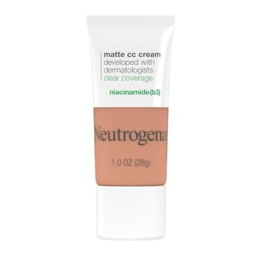 Imagem de Neutrogena Creme CC fosco transparente com cobertura total, creme para correção de cores, maquiagem facial com niacinamida (b3), hipoalergênico, sem óleo e sem fragrância, bordo, 28 g