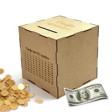 Imagem de Cofre Cubo WoodBox MDF Desafio Japonês de Poupança para Economizar de R$1 Mil a R$20 Mil (R$ 5 Mil)