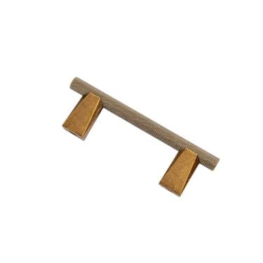 Imagem de Puxadores de latão antigo serrilhado, puxadores de barra de armário serrilhado com suportes triangulares em blocos, puxadores retrô para ferragens de cozinha, 8961RB, 76 mm, 1 unidade