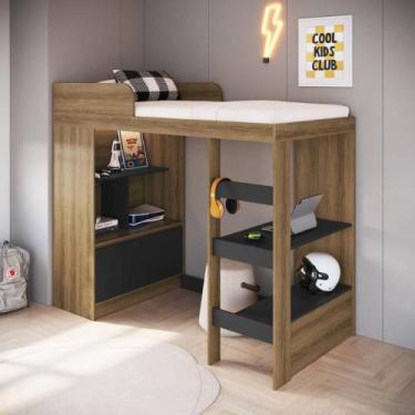 Imagem de Cama Solteiro 193,5cm Balcão com Porta Estante e Prateleiras - Art In 