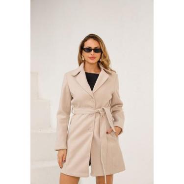 Imagem de Sobretudo Feminino Com Amarração Gola Lapela - Magnun, Bege, P