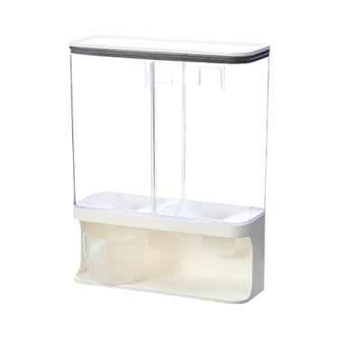 Imagem de Cereal Dispenser Plástico Transparente Montado Na Parede Dividido Arroz Seco Recipiente De Armazenamento(3000ML)