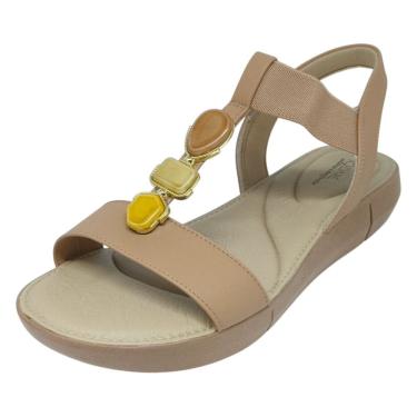 Imagem de Sandália Feminina Anabela Baixa Pedrarias Conforto Modare