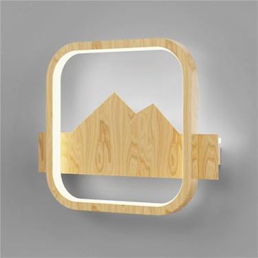 Imagem de Luminárias de parede LED de ferro para decoração interna 13W com transferência de água e acabamento em madeira para sala de estar, quarto, escada, branco quente (A)