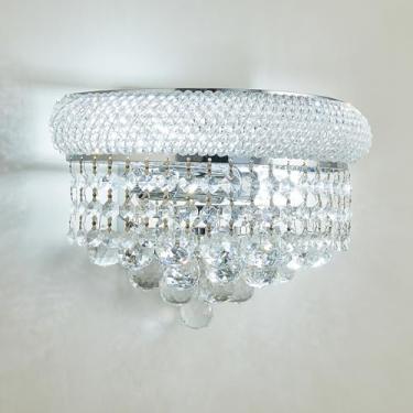 Imagem de Homeooze Luminária De Parede De Cristal Empire Com 2 Luzes Para Sala De Estar, Sala De Jantar, Banheiro, Espelhos, Corredor, Quarto, Closet, Escada (Cromado)