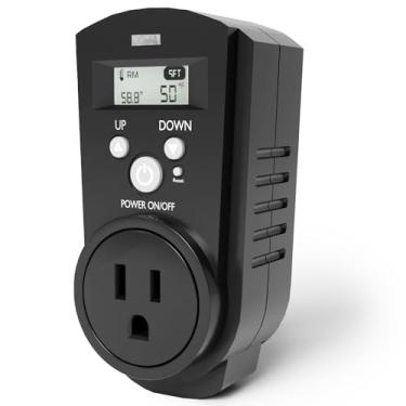 Imagem de EconoHome Termostato Digital Plug-In - Termostato Programável Com Tela Lcd, Controle De Temperatura E Botões Liga/Desliga - Compatível Com Aquecedores De Parede E Portáteis, Refrigeradores De Ar, V