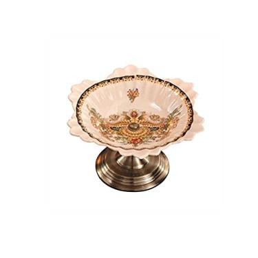 Imagem de GeRRiT Tigela de metal, bandejas de cerâmica, fruteira, sala de estar, decoração de mesa de café, travessas de frutas, bandejas de servir, suportes de frutas, suportes de bolo