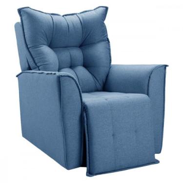 Imagem de Poltrona Reclinavel Do Papai Para Sala King Linho Azul - Shop das Cabe