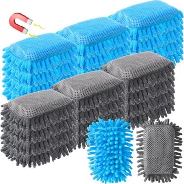 Imagem de Sherr 24 peças de borracha magnética para quadro branco apagável escolar, borracha de microfibra lavável para quadro branco para sala de aula de giz, escritório em casa (azul, cinza)