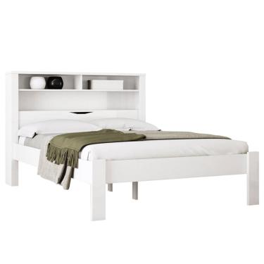 Imagem de Cama de Casal Madeira Com Baú Invicta Santos Andirá Branco