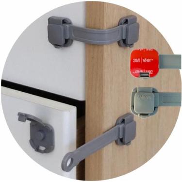 Imagem de Kit 8 Trava Gaveta Armário Geladeira Porta Vaso Sanitário Segurança Pr