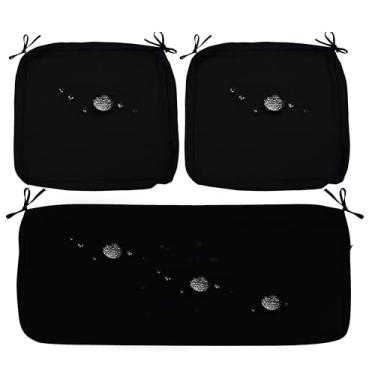 Imagem de Sigmat Pacote com 3 capas de almofada de assento ao ar livre com laços para móveis de pátio, capas de almofada de substituição para cadeiras de vime de vime ao ar livre, conjuntos de conversa, apenas