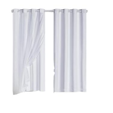 Imagem de Cortina Veda Luz Blackout Blecaute PVC Com Tecido Voil Para Janela e Porta(Branco-200x140)