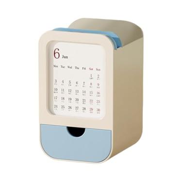 Imagem de Suporte Para Canetas,Porta-Lápis para Escritório | Organizador Com Calendário E Gaveta Embutida Para Mesa De Casa Escritório Sala De Aula
