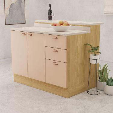 Imagem de Bancada Ilha com Tampo 2 Portas e 3 Gavetas com Rodapé Classic Luciane Móveis