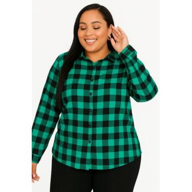 Imagem de Camisa Xadrez Plus size Blusa feminina viscolinho - Plena Persona, ver