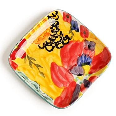 Imagem de GDCZ Descanso De Colher Colorido Pintado À Mão, Cerâmica, 4,75" Para Bancada Cozinha, Fogão, Lavável Na Máquina Lavar Louça, Multicolorido