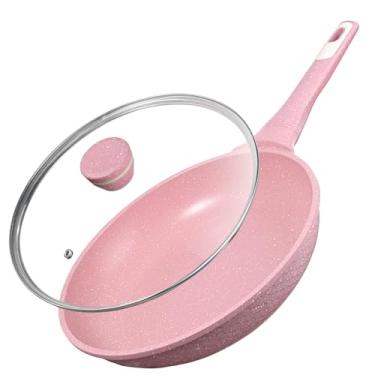 Imagem de Xuanying Frigideiras antiaderentes de 20 cm com tampa – 100% livre de PFOA PFAS, super antiaderentes, todas as placas de fogão, elétricas a gás de indução, omelete e frigideira, podem ser lavadas na