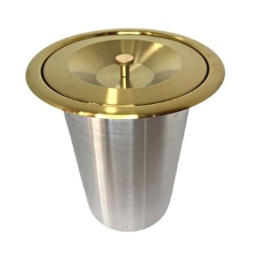 Imagem de Lixeira Dourada Em Aco Inox Para Embutir 8l - By Fineza