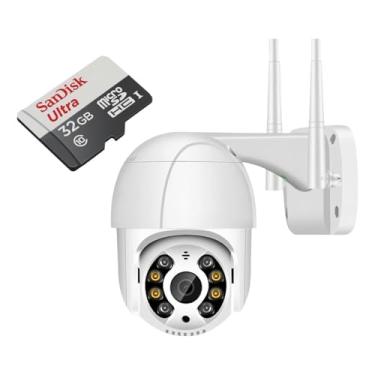 Imagem de Câmera IP Speed Dome Wi-Fi + Cartão 32gb, HD, Visão Noturna, Duas Antenas, Branco