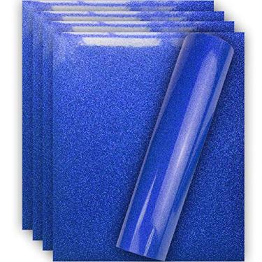 Imagem de Tvinyl Warehouse Vinil De Transferência Térmica Htv Com Glitter Azul Royal Para Camiseta, 30,5 Cm X 25,4 (5 Folhas)