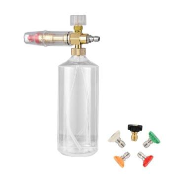 Imagem de WeiLaiKeQi Pulverizador de pressão manual multifuncional portátil de 1L com 5 bicos pulverizador de água para jardinagem e limpeza doméstica, Boca Pequena