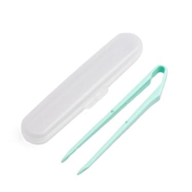 Imagem de SUNCRAFT Pinças de plástico projetadas especificamente para batatas fritas e ótimas para lanches, nozes, biscoitos e chocolates Feito no Japão (14 cm x 2,5 cm com capa azul clara)